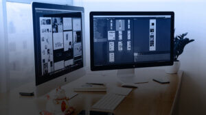 web design on two screens