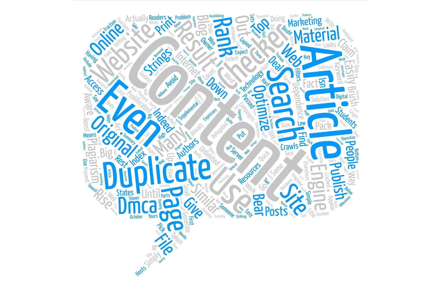 word cloud with duplicate content and other related SEO words