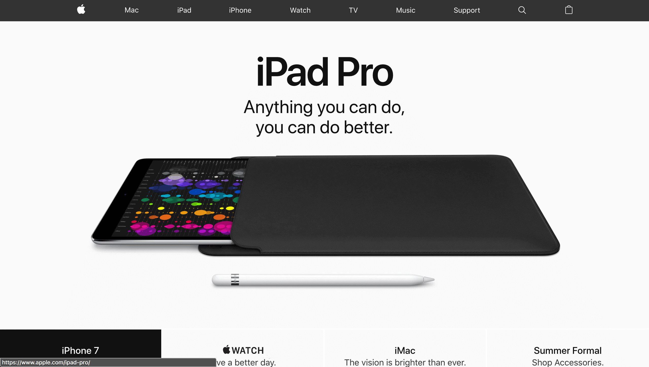 apple landing page for iPad Pro with headline "Anything you can do, you can do better."