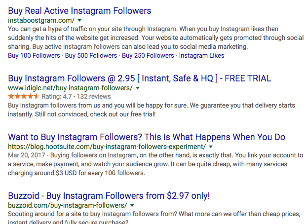 buying instagram followers google search examples