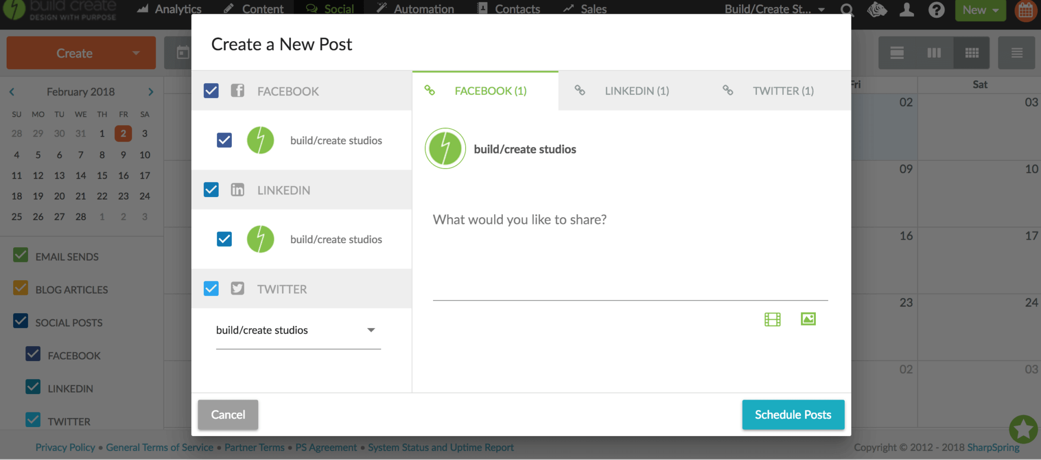 screenshot of a pop up "create a new post"